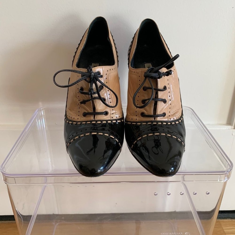 MANOLO BLAHNIK Authentic Leather Brogue Booties